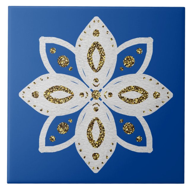 folk flower 1 lite blue 1 and white tile (Front)