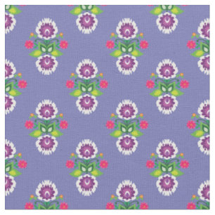 Folk Flowers - diamond shaped composition Fabric
