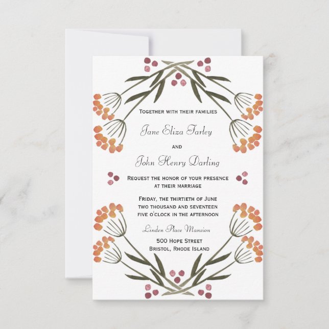 Folk Flowers Invitation (Front)