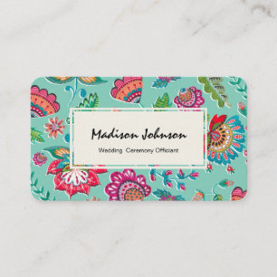 Folk Flowers   Monogram Custom   Business Cards