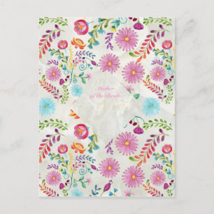 Folk Flowers Mother of Bride Gift- Customizable Postcard