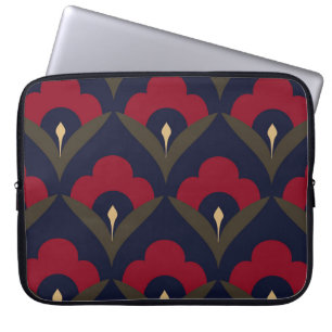Folk flowers motif Japan wave pattern ditzy floral Laptop Sleeve