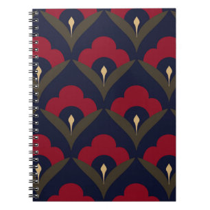 Folk flowers motif Japan wave pattern ditzy floral Notebook
