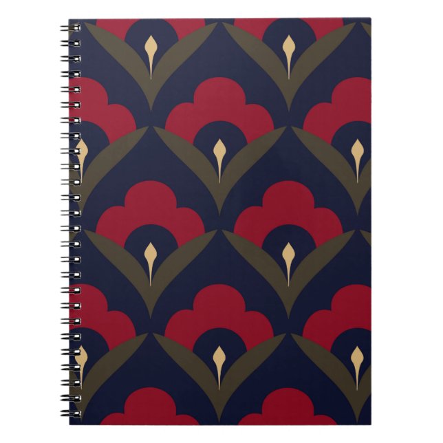 Folk flowers motif Japan wave pattern ditzy floral Notebook (Front)