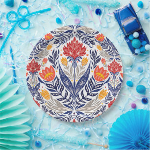 Folk flowers pattern   paper plate