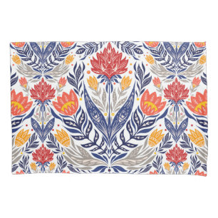 Folk flowers pattern pillowcase