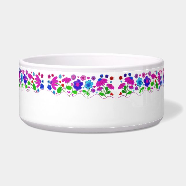 Folk Flowers Pet Bowl (Front)