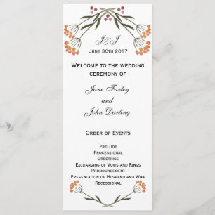 Folk Flowers Wedding Program