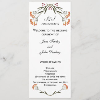 Folk Flowers Wedding Program