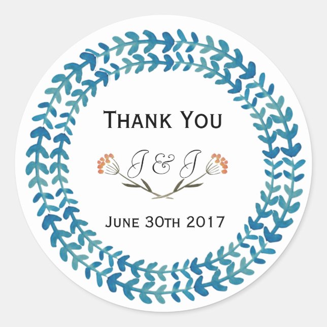 Folk Flowers Wedding Stickers (Front)