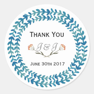 Folk Flowers Wedding Stickers