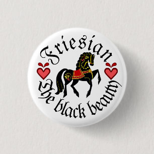 Folk Friesian/Friesian red gold black stallion 1 Inch Round Button