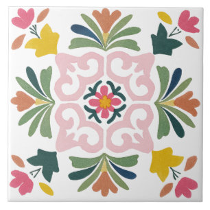 Folk Garden Watercolor Tile