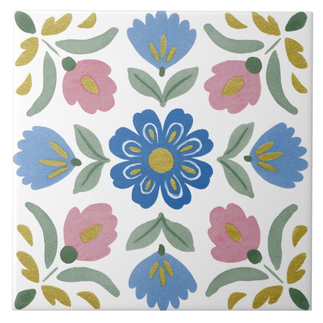 Folk Garden Watercolor Tile (Front)