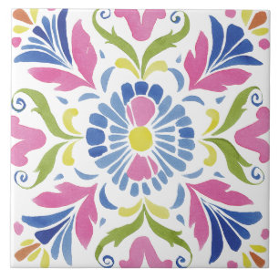 Folk Garden Watercolor Tile