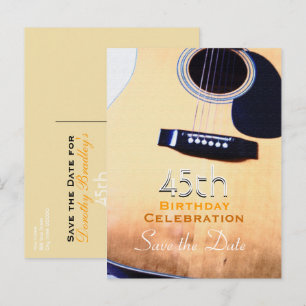 Folk Guitar 45th Birthday Save the Date Postcard