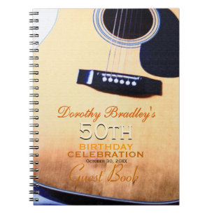 Folk Guitar 50th Birthday Personalized Guest Book
