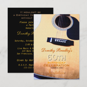Folk Guitar 60th Birthday Celebration Custom Inv Invitation