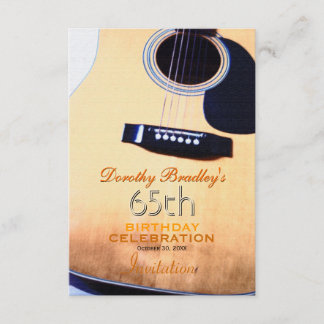 Folk Guitar 65th Birthday Celebration Custom Inv Invitation