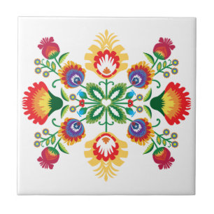 Folk Heart of Łowicz Tile