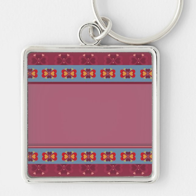 Folk Heart Pattern Keychain (Front)