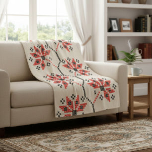 Folk-Inspired Home Decor Fleece Blanket