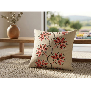 Folk-Inspired Home Decor Throw Pillow