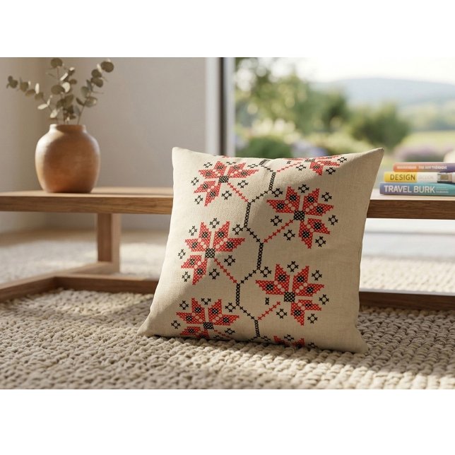 Folk-Inspired Home Decor Throw Pillow (Creator Uploaded)