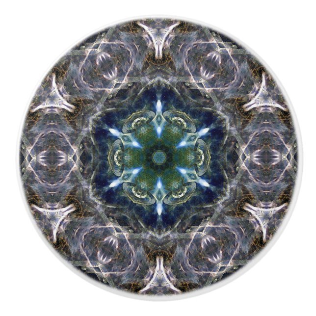 Folk Mandala  Ceramic Drawer Pull (Front)