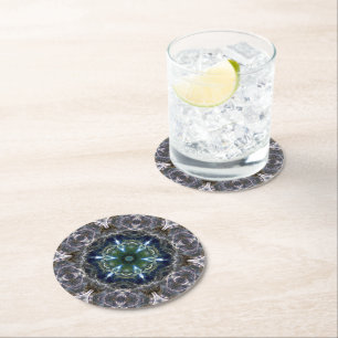 Folk Mandala  Square Paper Coaster