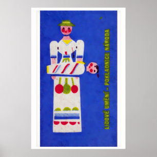 Folk Mom Holding Child - Matchbox Print - Czech