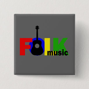 Folk Music 2 Inch Square Button