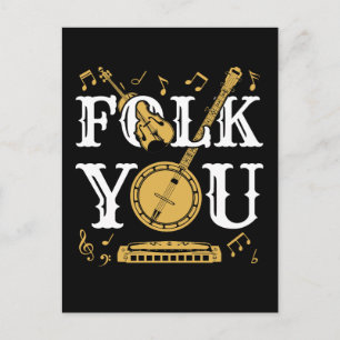 Folk Music Funny Banjo Musician Postcard