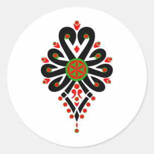 Folk pattern of Polish highlanders - Parzenica Classic Round Sticker