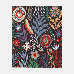 Folk pattern, seamless textile design with bright fleece blanket