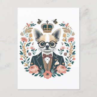 Folk portrait of King Chihuahua Postcard