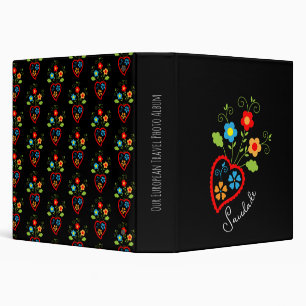 Folk portuguese blooming heart binder