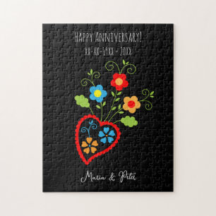 Folk portuguese blooming heart jigsaw puzzle