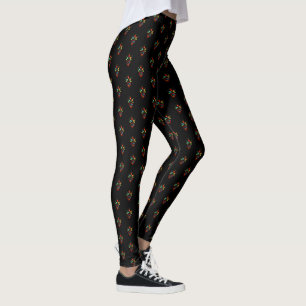 Folk portuguese blooming heart pattern leggings