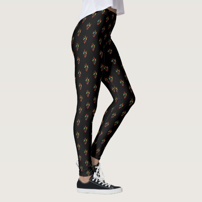 Folk portuguese blooming heart pattern leggings (Right)
