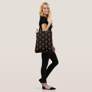 Folk portuguese blooming heart pattern tote bag
