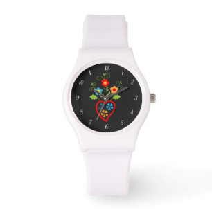 Folk portuguese blooming heart watch