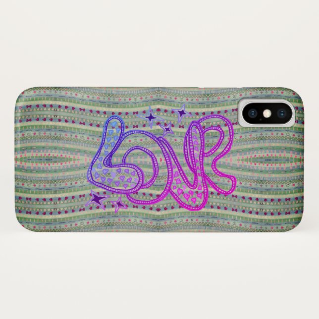 Folk Psychedelic Pretty Hearts Love Case-Mate iPhone Case (Back (Horizontal))