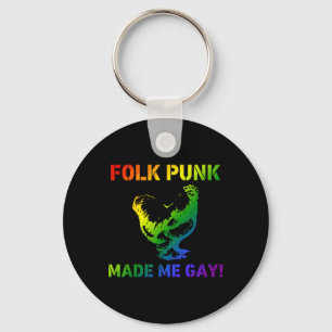 Folk Punk Made Me Gay Chicken Lgbtq Pride Ally Quo Keychain