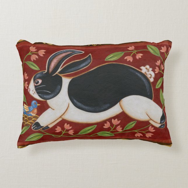 Folk Rabbit Decorative Pillow (Front)