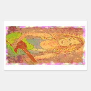 folk rock girl screenprint look sticker