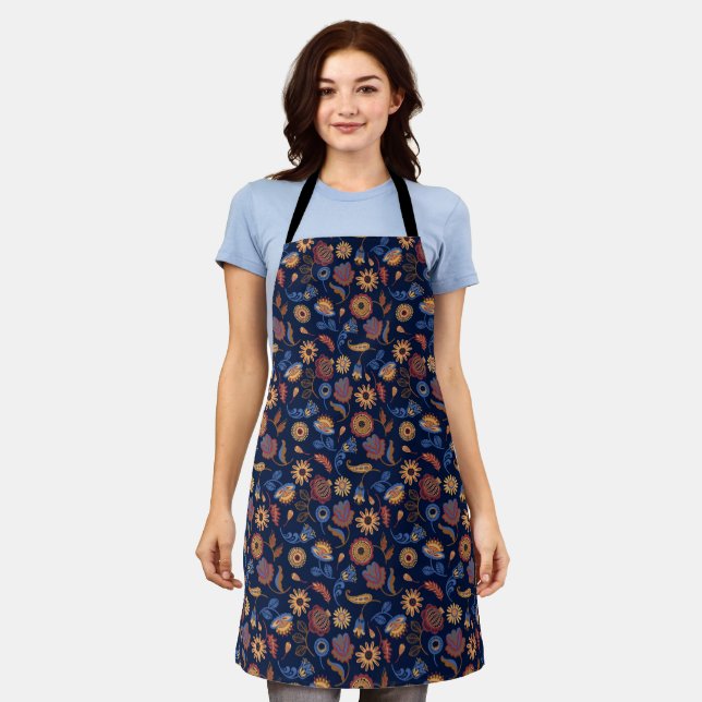 Folk Rustic Floral Apron (Worn)