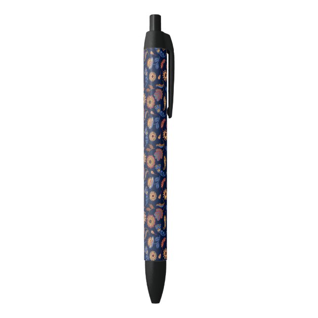 Folk Rustic Floral Black Ink Pen (Bottom (Vertical))
