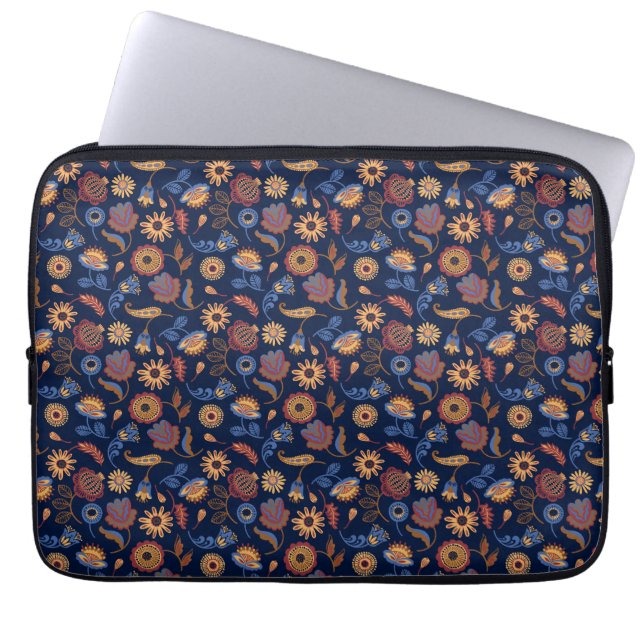 Folk Rustic Floral Laptop Sleeve (Front)