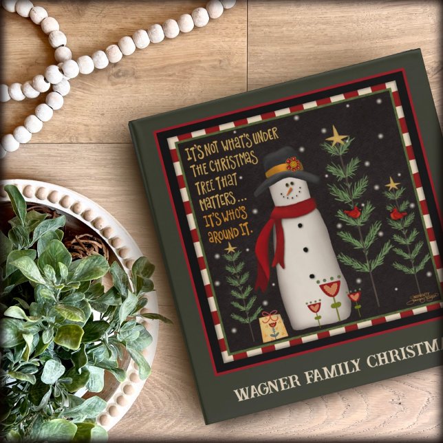 Folk Snowman Christmas Trees Cute Fun Custom Binder (Creator Uploaded)
